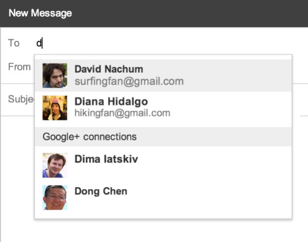 Gmail now incorporates G+ contacts